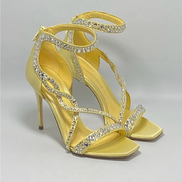 Alexander McQueen Crystal Satin Ankle-Cuff Cocktail Sandals size 36 - Picture 5 of 14